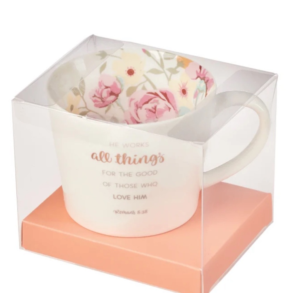 NWT-Floral Ceramic Mug with Inspirational Quote
